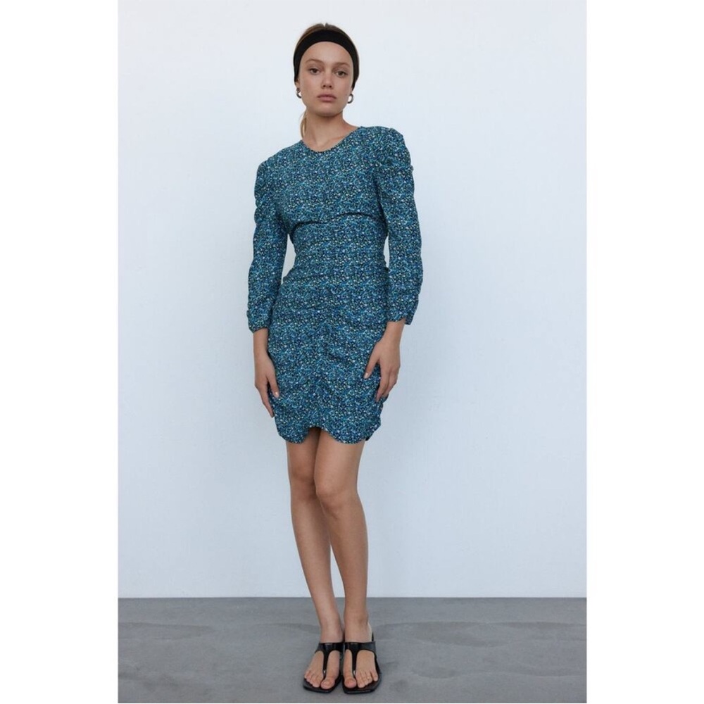Zara Teal Long Sleeve Dress